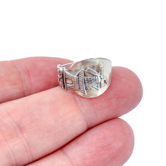 Vintage Denmark Windmill Spoon Ring | Sterling Silver 925 Denmark | Size 4.5 - Picture 1 of 9